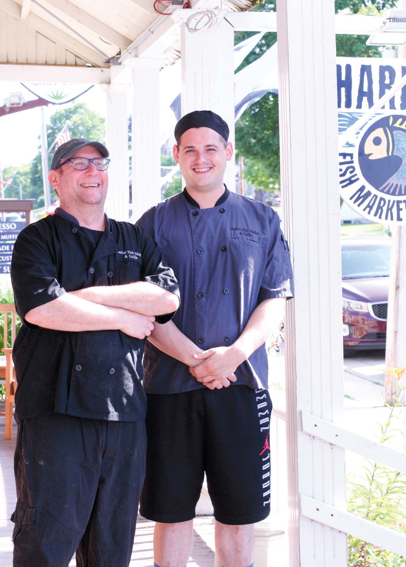 Chefs Dan Karpinski, left, and Curtis Massad of the Harbor Fish Market & Grille in Baileys Harbor. 